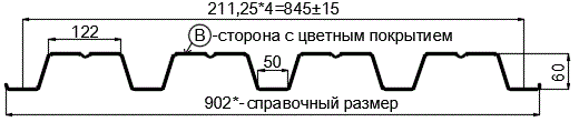 Фото: Профнастил Н60 х 845 - B (PURMAN-20-Tourmalin-0.5) в Домодедово