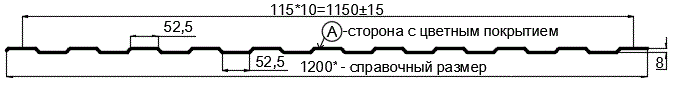 Фото: Профнастил С8 х 1150 - A (ECOSTEEL_T-12-Орех-0.45) в Домодедово