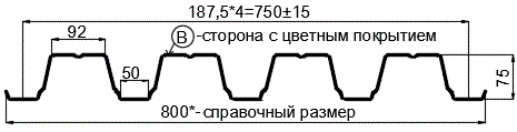 Фото: Профнастил Н75 х 750 - B (ПЭ-01-7024-0.7) в Домодедово