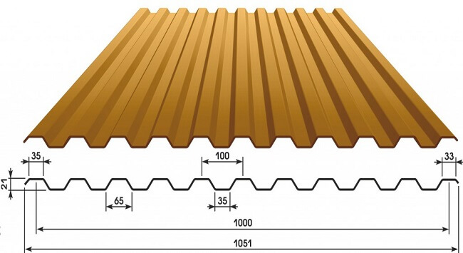 Профнастил С21 х 1000 - A (ECOSTEEL_MA-12-Античный Дуб-0.45) в Домодедово