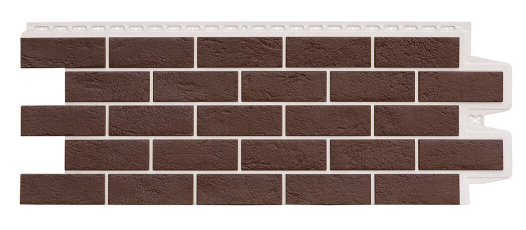 Фасадная панель Grand Line Состаренный кирпич Design Plus каштан с белым швом