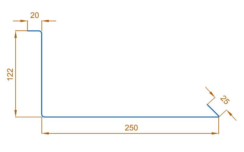 Планка примыкания нижняя 250х122х2000 (ПЭ-01-6019-0.45)