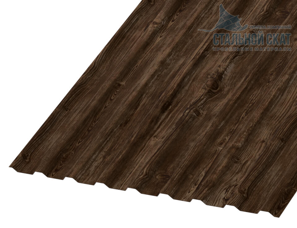 Профнастил МП20 х 1100 - B Двусторонний (ECOSTEEL_MA_Д-01-Мореный Дуб-0.5)