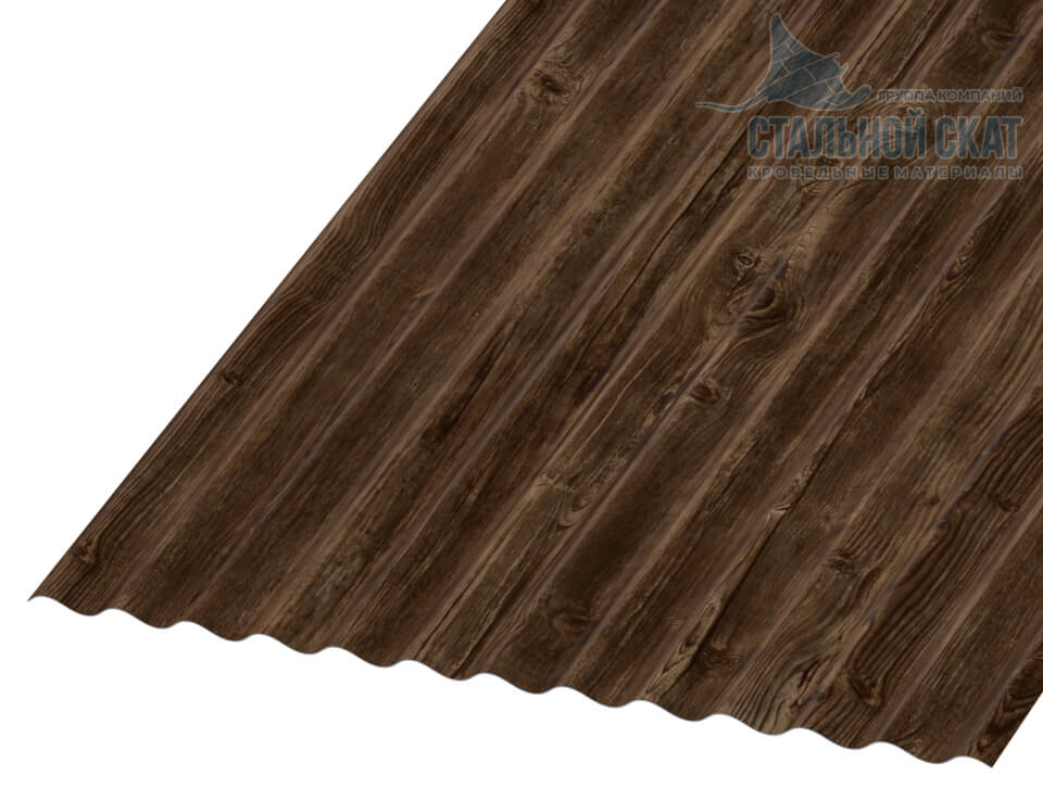 Профнастил МП18 х 1100 - A Двусторонний (ECOSTEEL_MA_Д-01-Мореный Дуб-0.5)