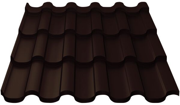 Металлочерепица МП Монтекристо-ML (VALORI-20-DarkBrown-0.5)